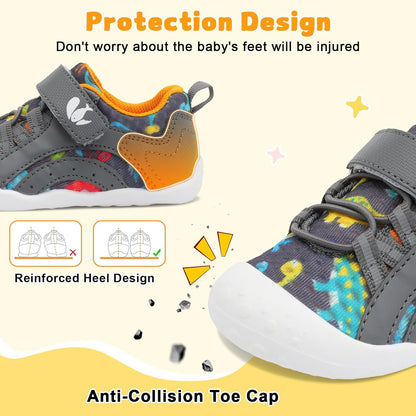 FEETCITY Wide Baby Shoes Boys Girls Baby Barefoot Shoes Breathable Infant Walking Shoe Crib Sock
