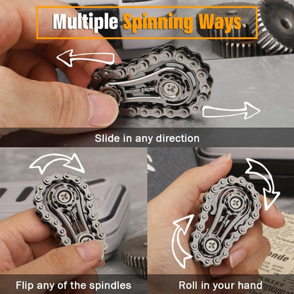 Cool Sprockets Fidget Chain, Hand Roller Toys for Kids Adults, Metal Transformable Sensory Bike