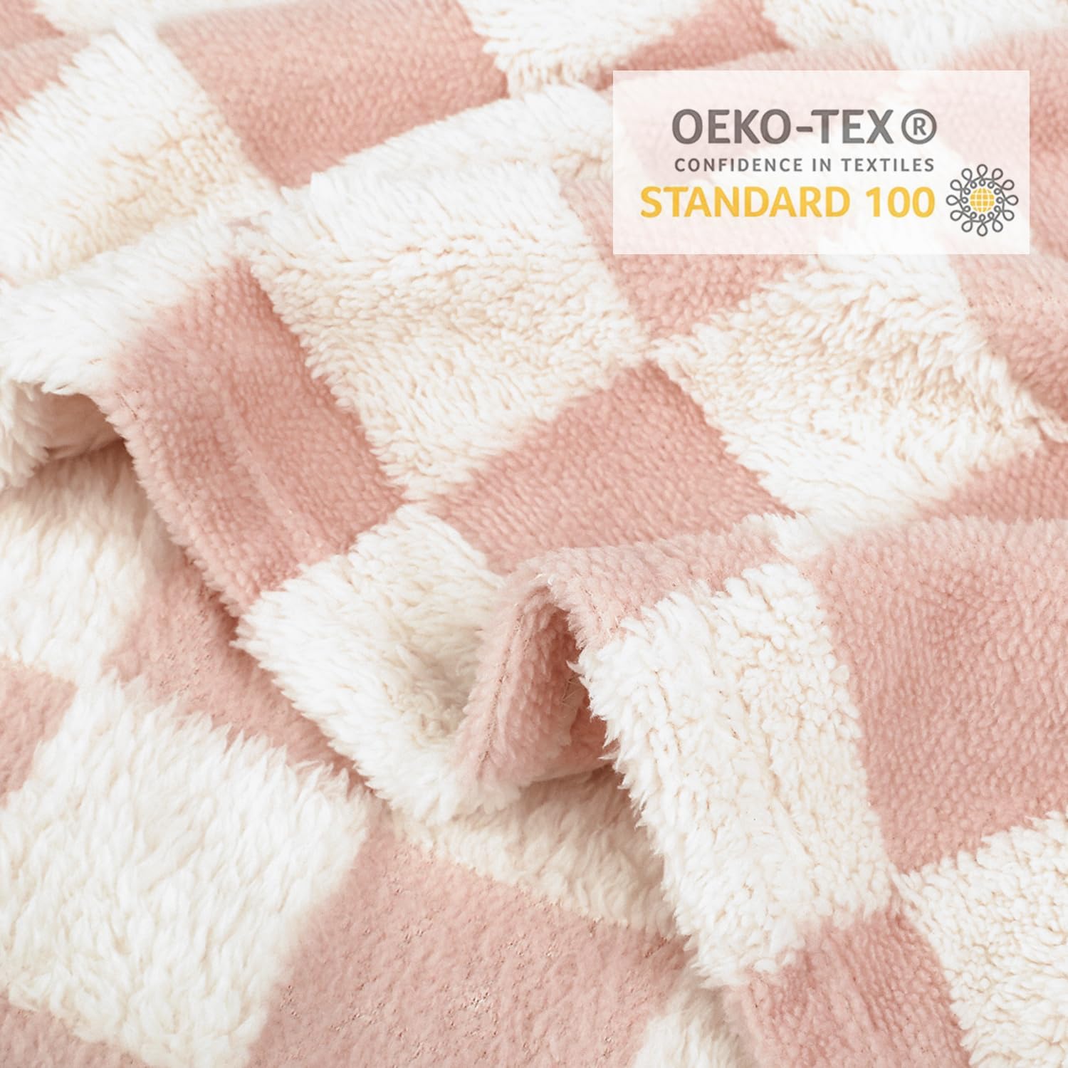 HOMRITAR Baby Blanket for Girls 3D Checkered Fleece Fluffy Fuzzy Checkerboard Grid Warmer Shaggy