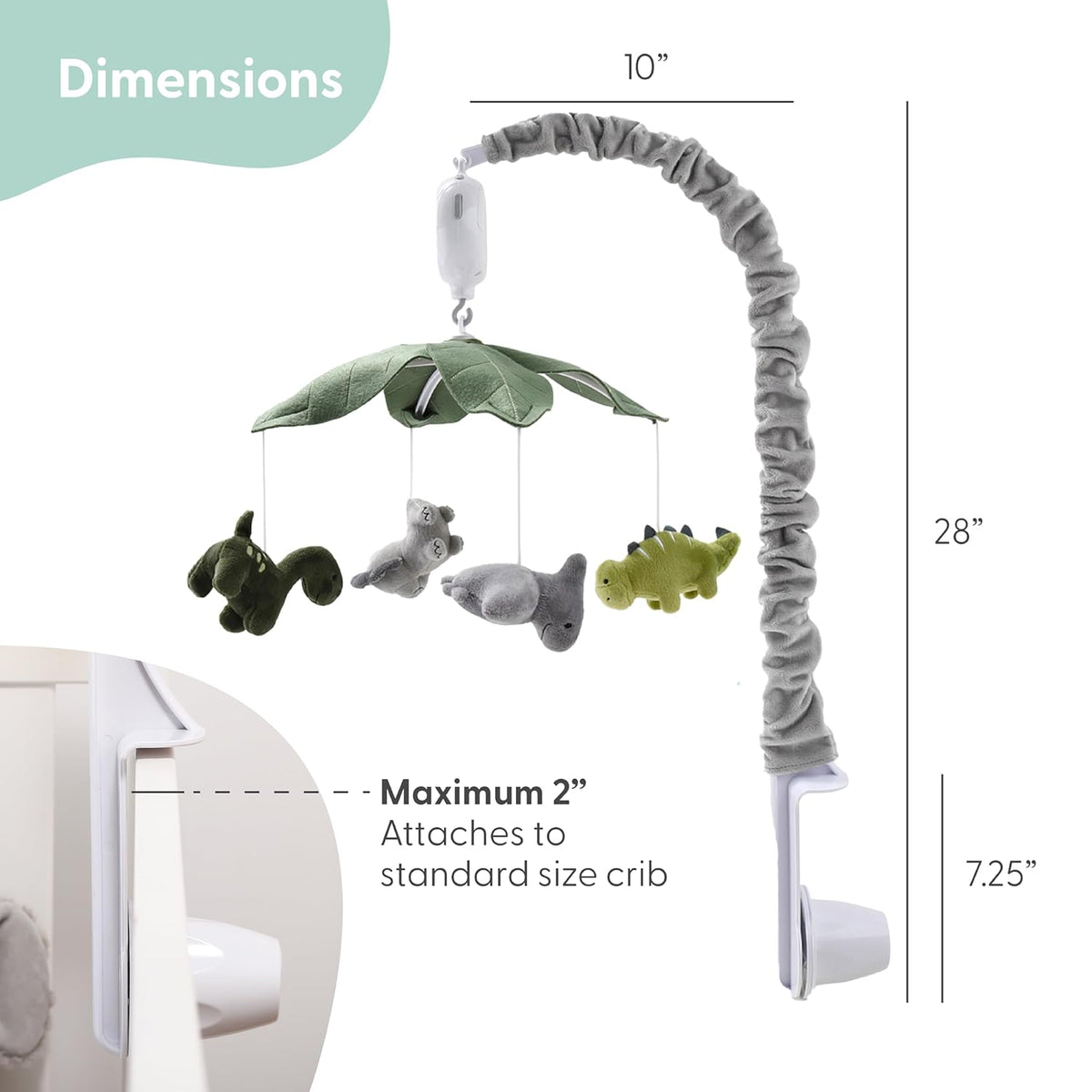 The Peanutshell Crib Mobile for Boys or Girls - Grey and Green Camo Musical Baby Crib Mobile with