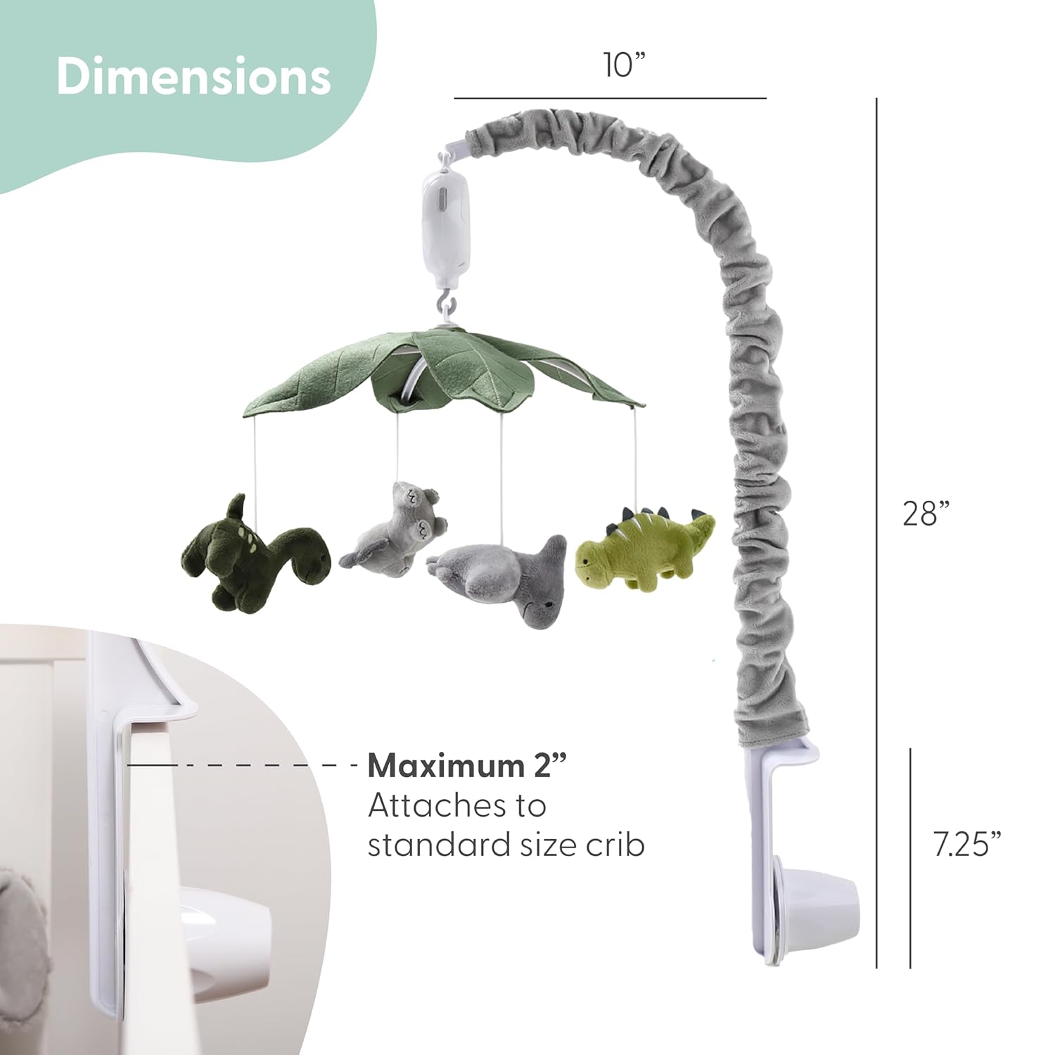 The Peanutshell Crib Mobile for Boys or Girls - Grey and Green Camo Musical Baby Crib Mobile with