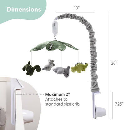 The Peanutshell Crib Mobile for Boys or Girls - Grey and Green Camo Musical Baby Crib Mobile with