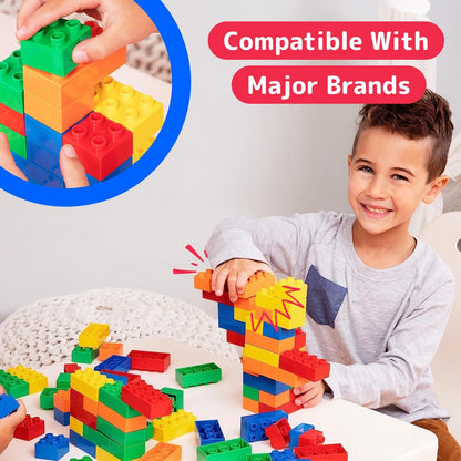 PREXTEX 100-Piece Building Blocks Set for Toddlers - Jumbo Toy Blocks in 5 Colors for Kids 18