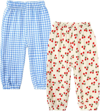 MYGBCPJS Baby Boys Girls Cotton Linen Trousers Kids Casual Ankle Pants Loose Long Bloomers