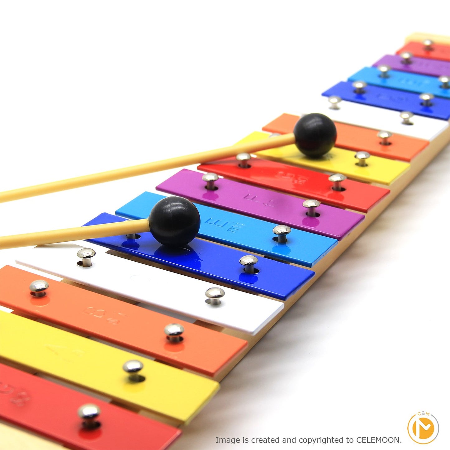 CeleMoon 15 Tone Natural Wooden Xylophone for Kids Toddlers Adults, Metal Bar Glockenspiel with