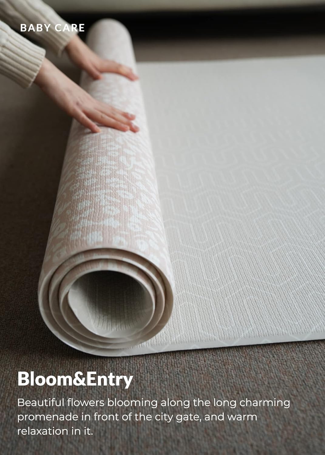Baby Care Play Mat (Large, Hygge - Bloom & Entry) 82'' x 55'' Original One-Piece Reversible