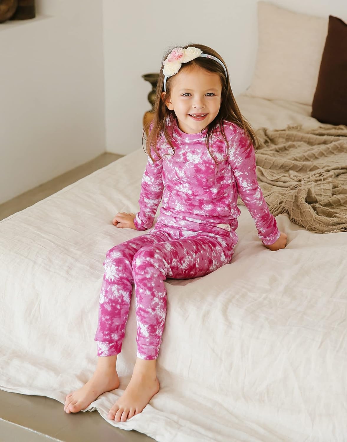 VAENAIT BABY 12M-12Y Toddler Kids Boys Girls 100% Cotton Marbling Tiedye Sung Fit Sleepwear Pajamas
