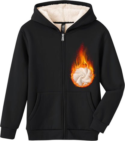 MoFiz Kids Fleece Jackets Sherpa Lined Hoodie Jacket Hooded Zip up Sweatshirt Coats for Boys Girls