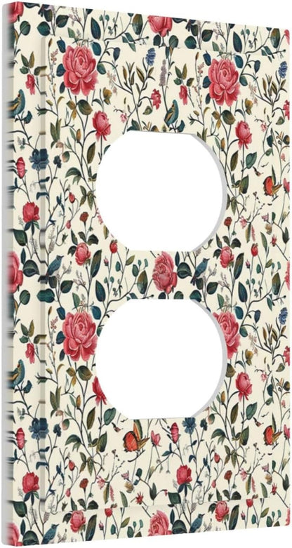 Outlet Covers Vintage Flowers Rose Leaf Bird Butterfly 1 Gang Duplex Wall Plate Decorative Switch