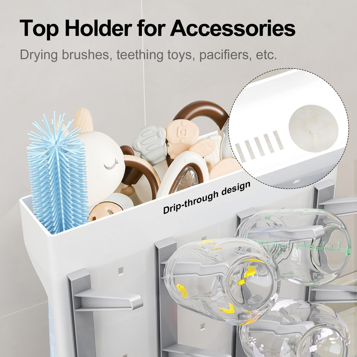 GoMaihe Baby Bottle Drying Rack: Space Saving Vertical Bottle Dryer Holder