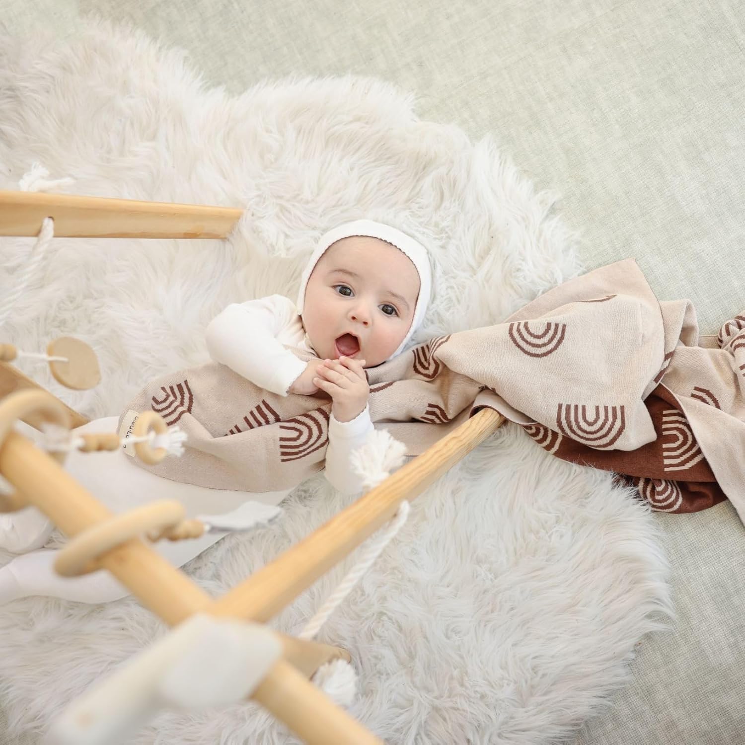 Gender Neutral Receiving Blanket 100% Cotton Buttery Soft Cozy Receiving Swaddle Crib Stroller