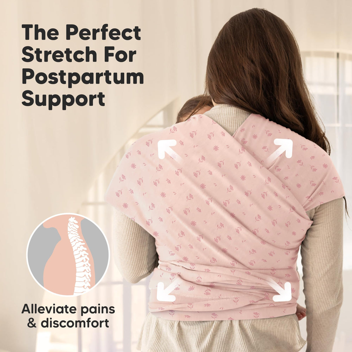 KeaBabies Baby Wrap Carrier, All in 1 Original Baby Carrier (Pink Daisies)