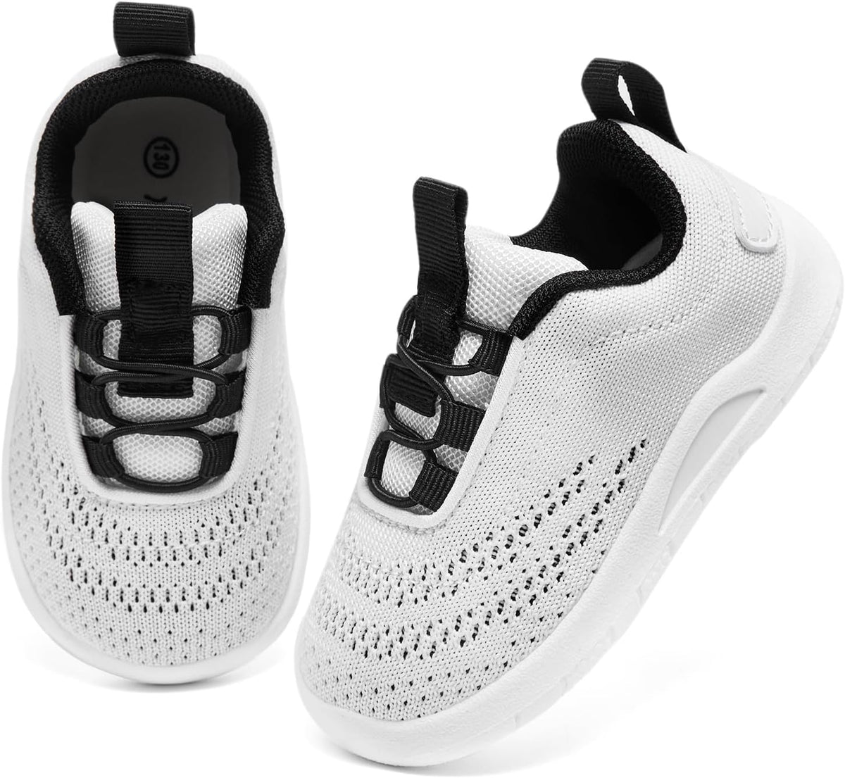 MORENDL Toddler Slip On Sneakers Baby Walking Shoes Non-Slip Breathable Unisex Pink Mesh Lace-Up
