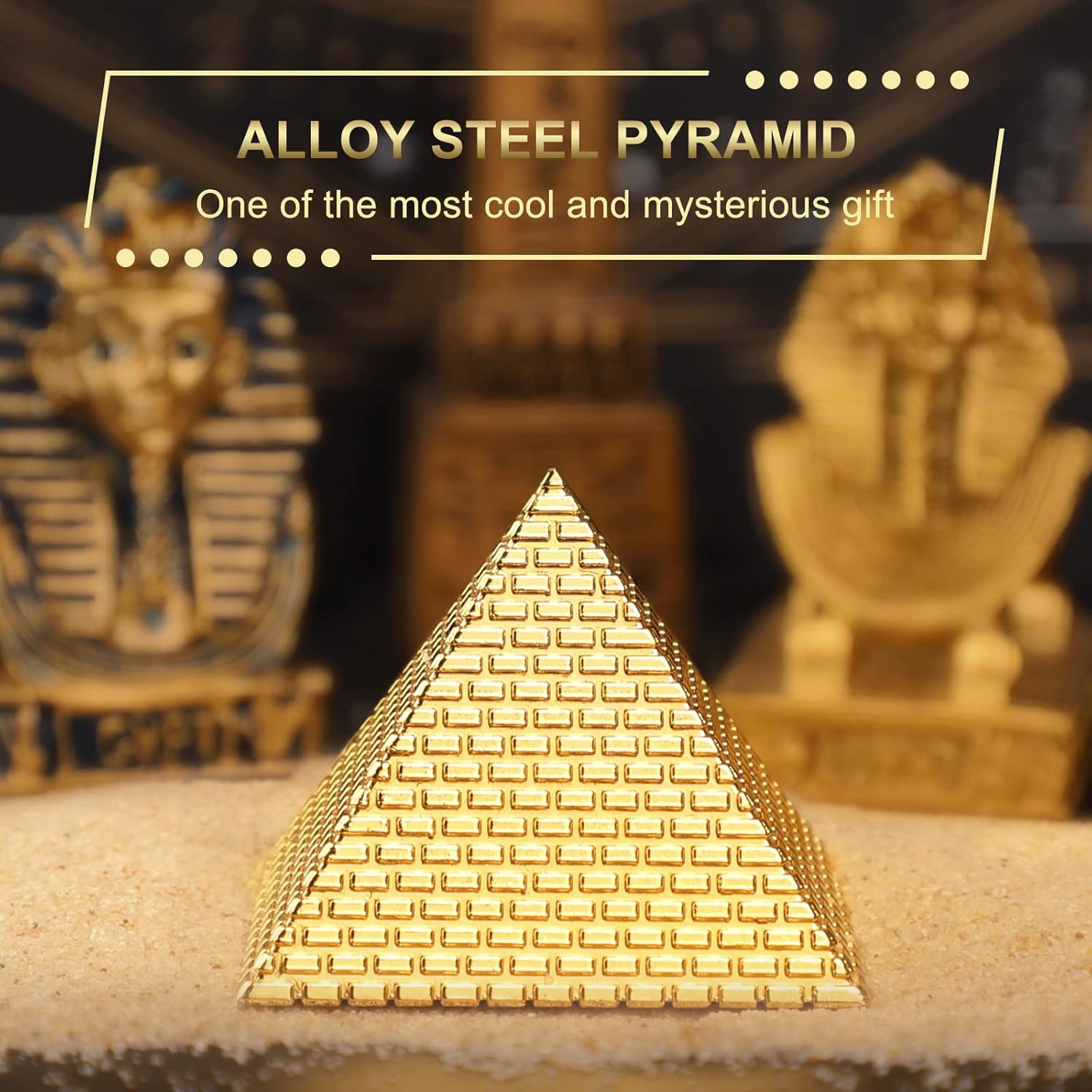 Egyptian Fidget Spinner Toy for Kids Adults, Metal Pyramid Fingertip Hand Finger Spinner, Heavy
