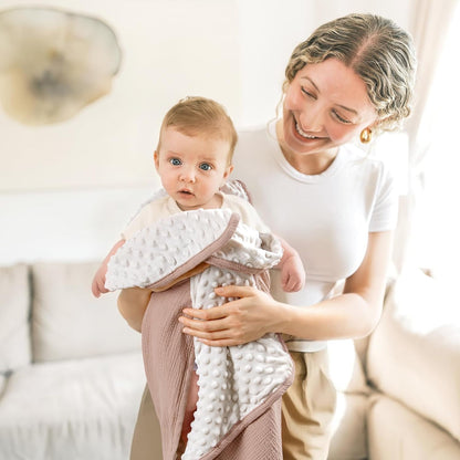 lulumoon Baby Blanket for Newborn Receiving: Minky Dot & Muslin Lightweight - Thermal Blanket Gift