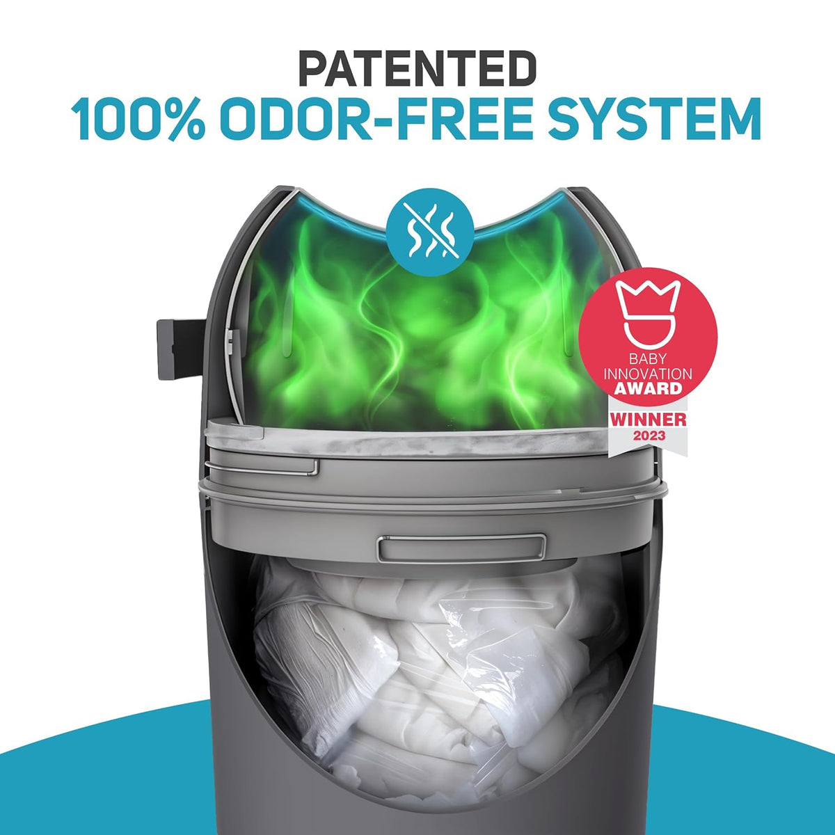 L.A. Baby Magic Diaper Pail - Patented 100% Odor-Free System with Child-Safe Lock - Award-Winning