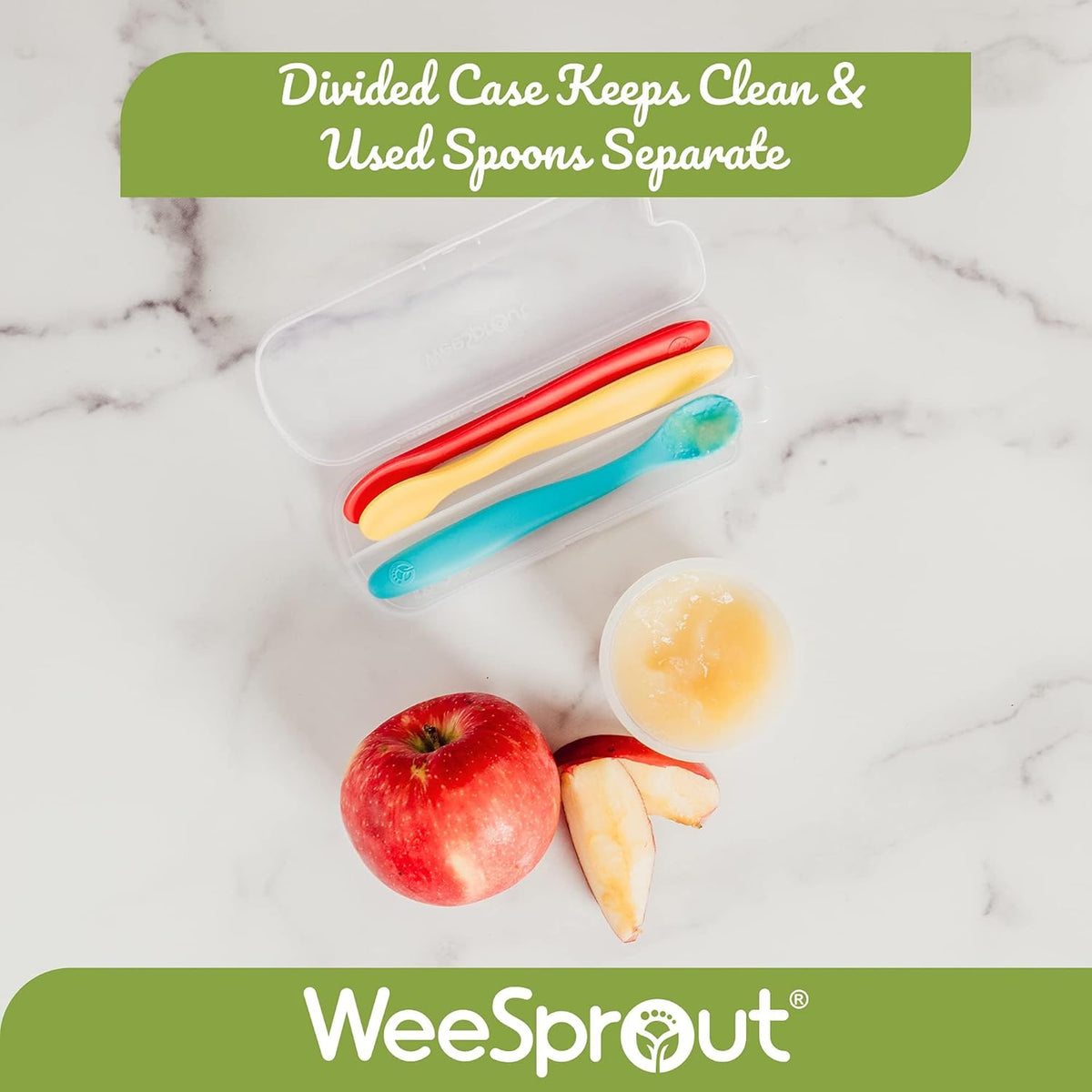 WeeSprout Silicone Baby Spoons - First Stage Infant Feeding Utensils With Soft-Tip, Bendable