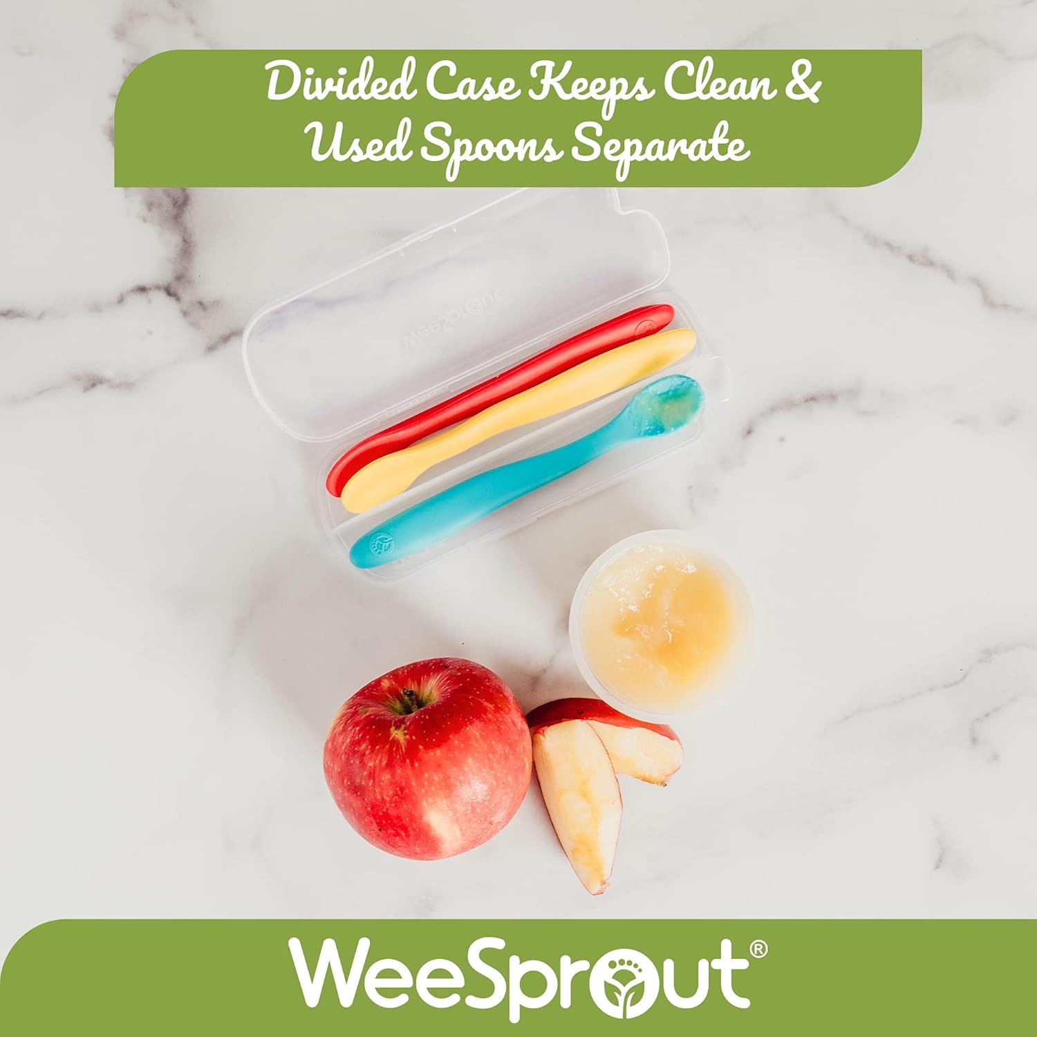 WeeSprout Silicone Baby Spoons - First Stage Infant Feeding Utensils With Soft-Tip, Bendable