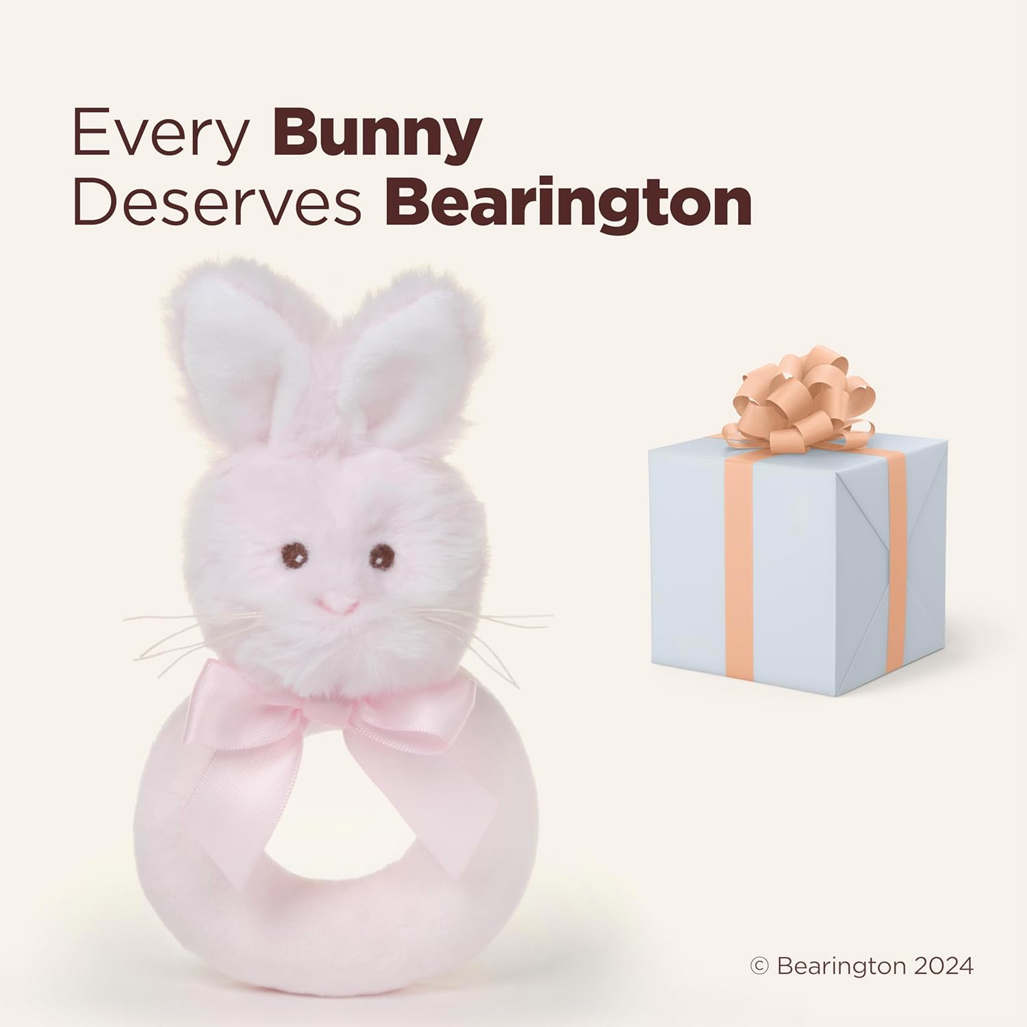 Bearington Baby Lil’ Bunny, 5.5 Inch Pink Soft Stuffed Easter Bunny Rattle, Baby Easter Gifts