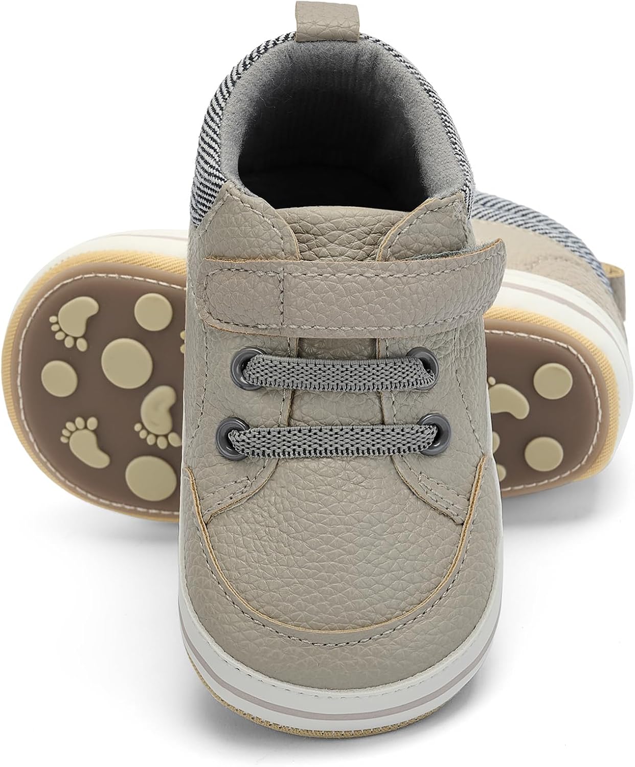 Baby Boys Girls Non-Slip Rubber Sole High-Top PU Leather Infant Sneakers Toddler Crib First Walker