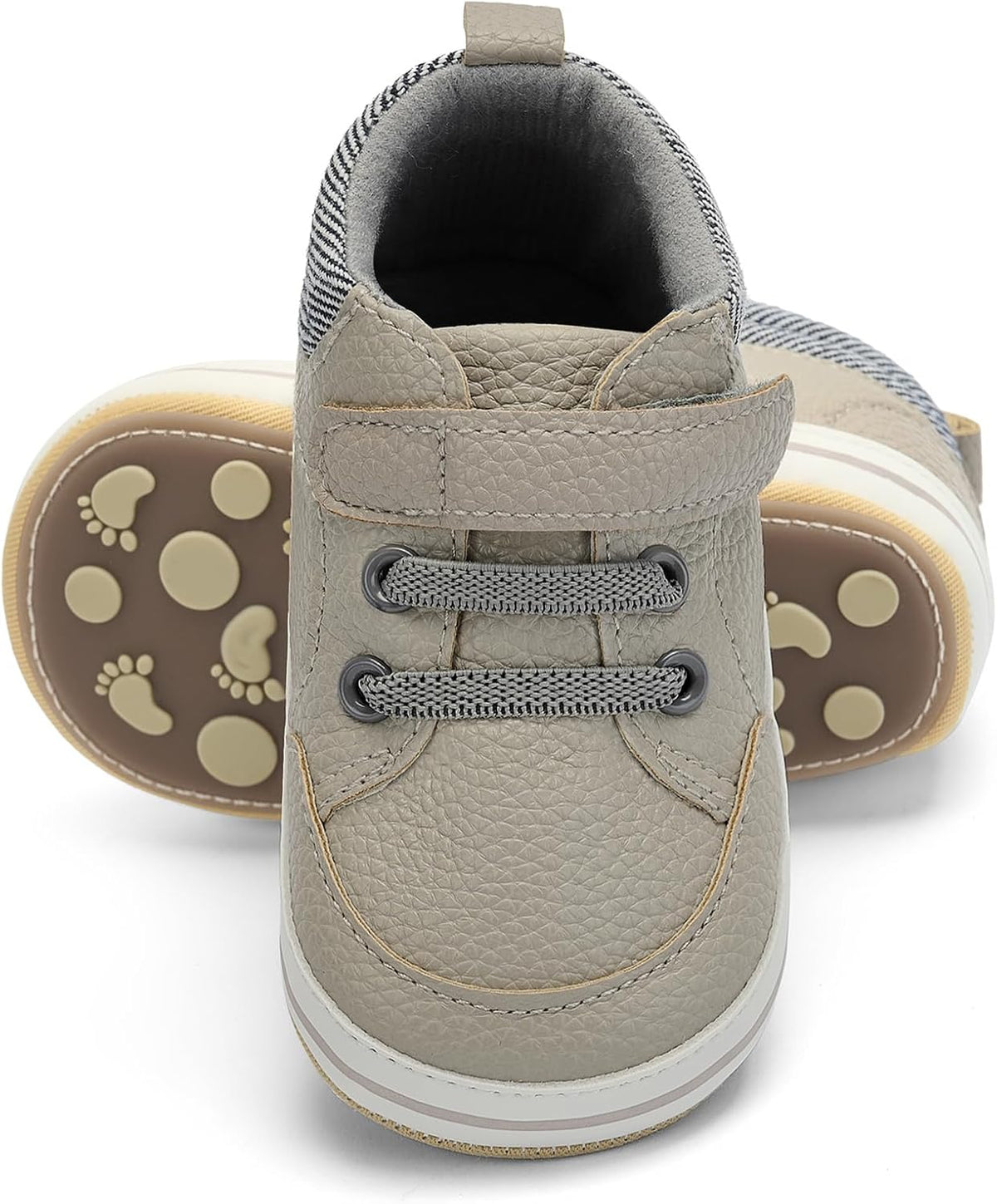 Baby Boys Girls Non-Slip Rubber Sole High-Top PU Leather Infant Sneakers Toddler Crib First Walker
