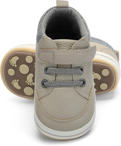 Baby Boys Girls Non-Slip Rubber Sole High-Top PU Leather Infant Sneakers Toddler Crib First Walker