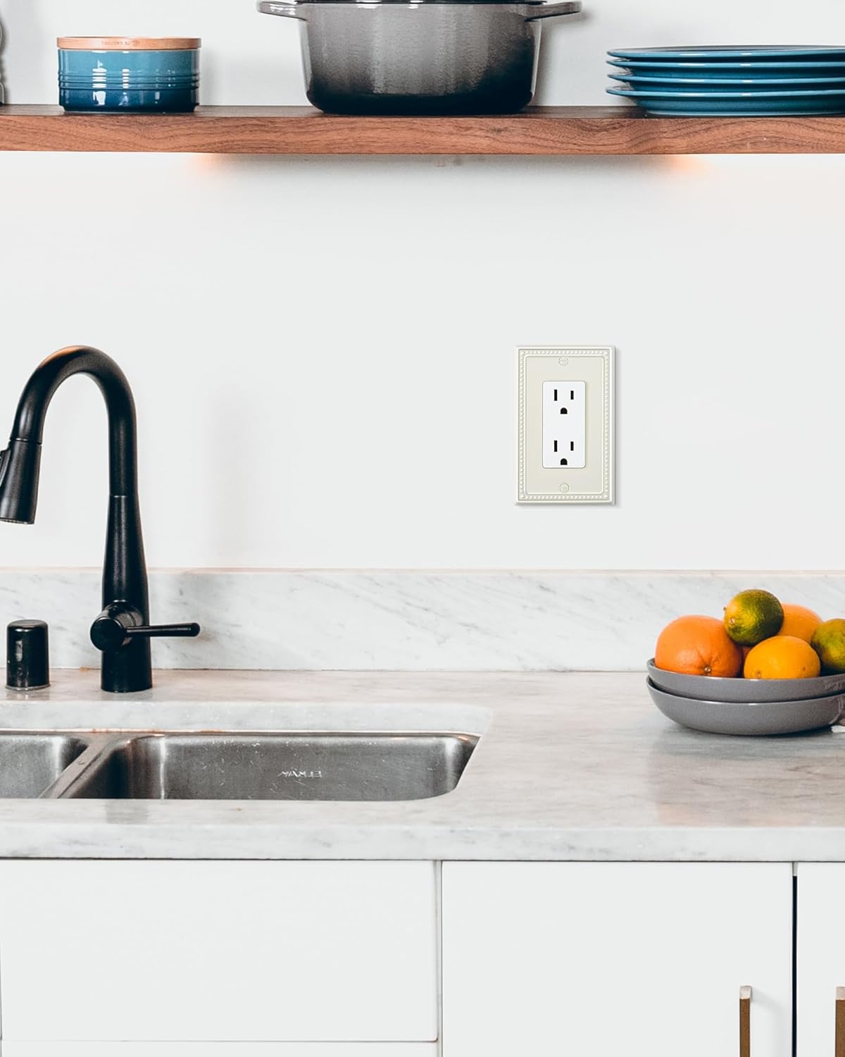 6-Pack Decorator Outlet Cover Plate, Decorative Switch Plates and Outlet Covers, Light Almond Metal