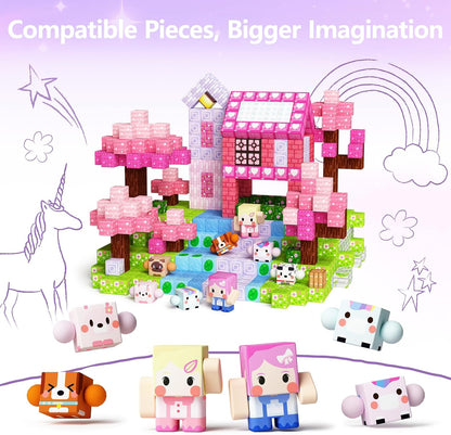 GobiDex 8PCS Magnetic Figures Playset Rotatable Animal & Character Toys for Kids, Toddlers Sensory