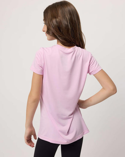 Real Essentials 5 Pack: Girls Short Sleeve Dry-Fit Crew Neck Active Athletic Performance T-Shirt