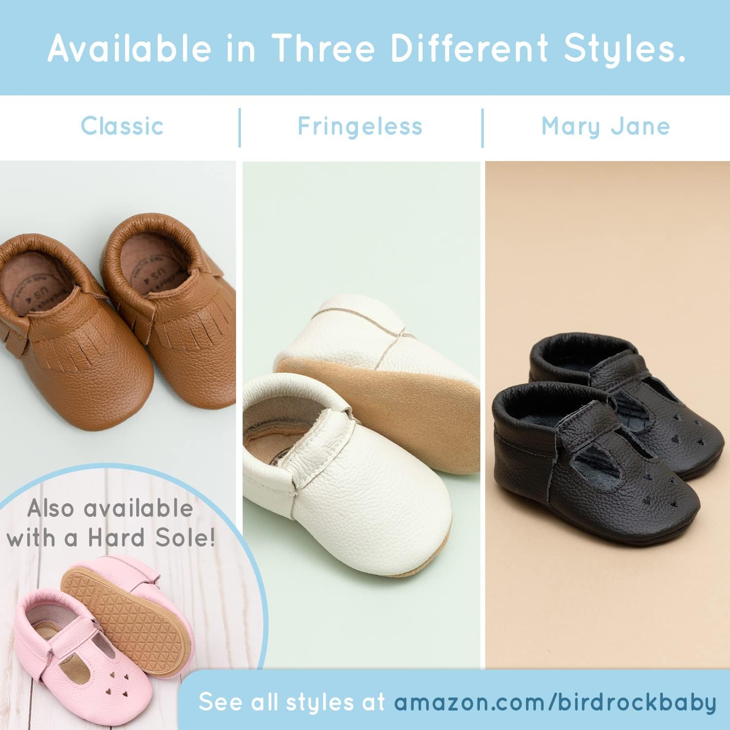 BirdRock Baby Fringeless Moccasins - Genuine Leather Boys and Girls Shoes for Newborns, Infants