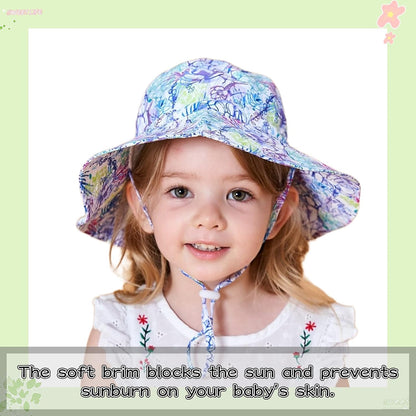 Peecabe Summer Baby Sun Hat for Boys Girls UPF 50+ Wide Brim Toddle Bucket Hat Adjustable Baby