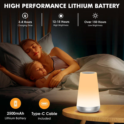 Night Light for Kids Baby, 2500mAh13 RGB Colors & 5 Brightness, Portable Rechargeable LED Bedside
