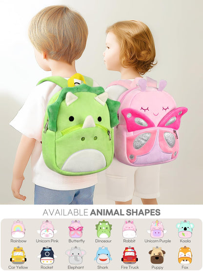 mibasies Toddler Backpacks for Girls 2-4: Cute Butterfly Plush Backpack -3D Animal Cartoon Mini