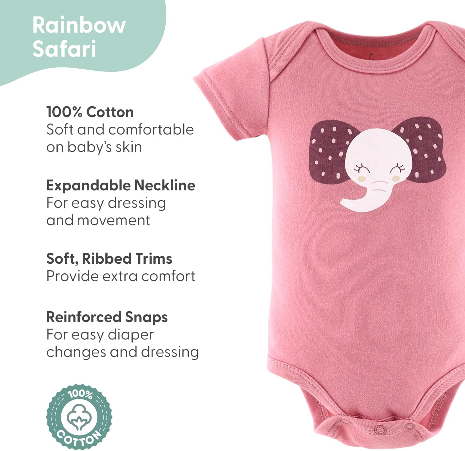 The Peanutshell Baby Girl Short Sleeve Bodysuits - 100% Cotton Infant Outfits, 0-24 Months