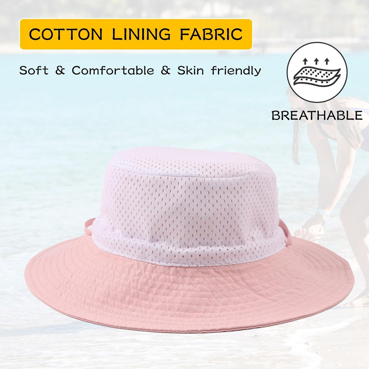 Peecabe Summer Baby Sun Hat for Boys Girls UPF 50+ Wide Brim Toddle Bucket Hat Adjustable Baby