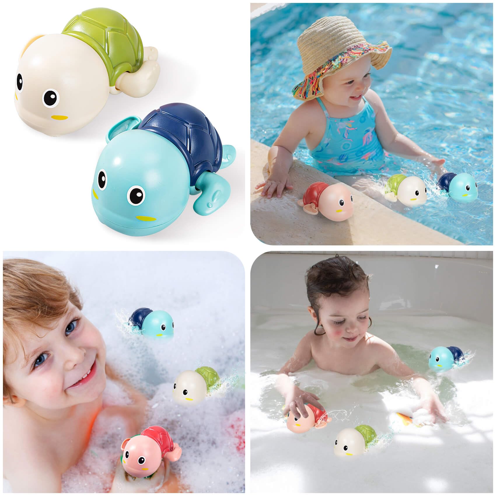 SEPHIX Bath Toys for Toddlers 1-3, Cute Swimming Turtle Bath Toys for 1 2 Year Old Boy Girl Gifts