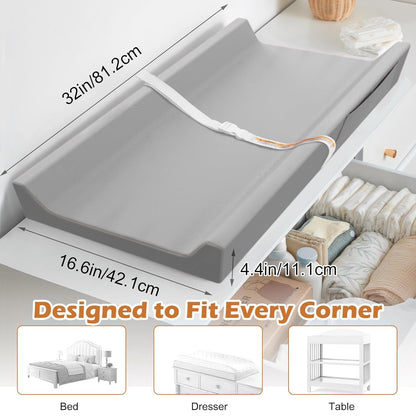Vegan Leather Baby Changing Pad, Waterproof & Wipeable Soft Diaper Changing Mat 32" x 16.6"