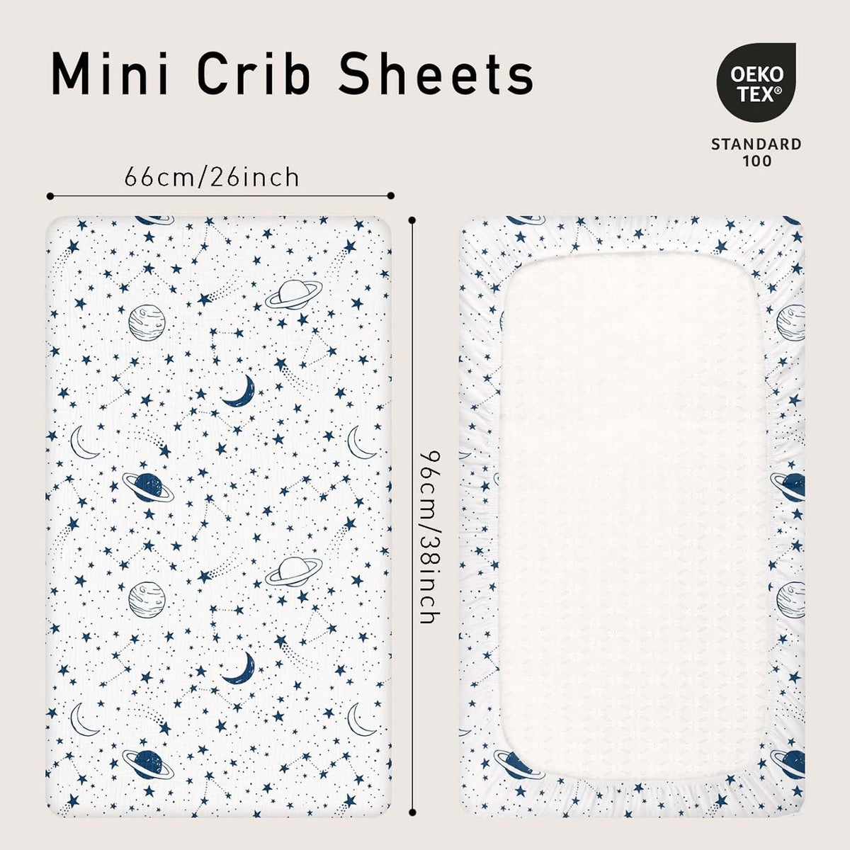 Gllquen Baby Muslin Mini Crib Sheets 3 Pack, Breathable Pack and Play Sheets Fitted Soft Cozy