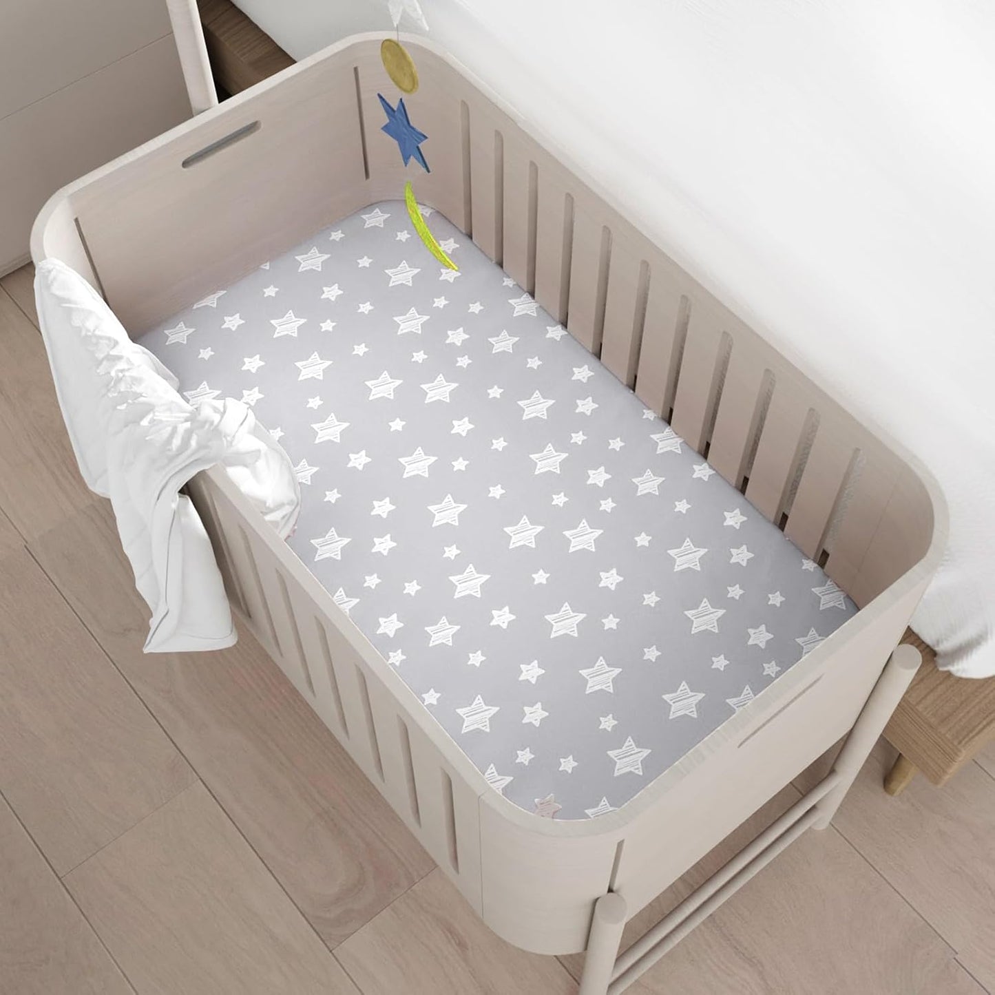 Mini Portable Crib Sheets for Boys (38" X 24") 4 Pack, Compatible with Dream on Me, Delta Porta