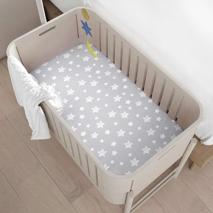 Mini Portable Crib Sheets for Boys (38" X 24") 4 Pack, Compatible with Dream on Me, Delta Porta
