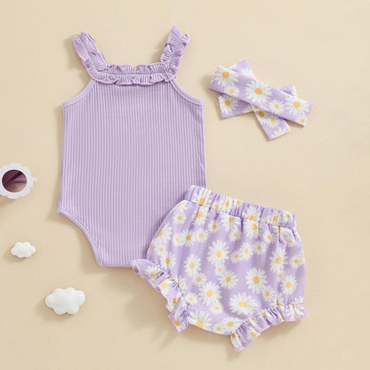 fhutpw Baby Girl Clothes Summer Cute Outfits 3 6 12 18 Months Spaghetti Strap Romper & Floarl