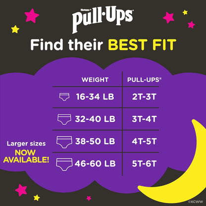 Pull-Ups Girls' Night-Time Potty Training Pants, Size 5T-6T Overnight Training Underwear (46-60