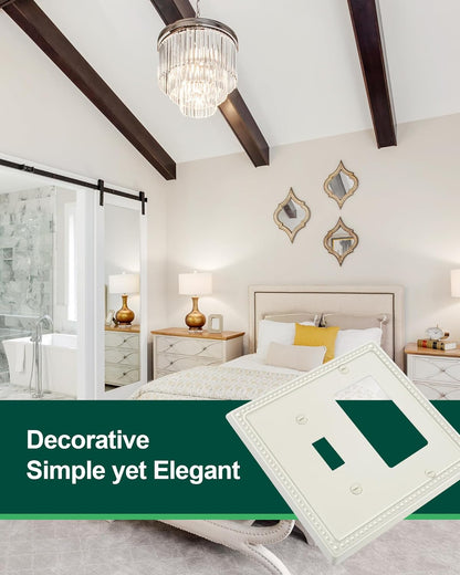 2-Pack Combo Toggle/Decorator Light Switch Cover Plate, Pearls Decorative Electrical Outlet Covers