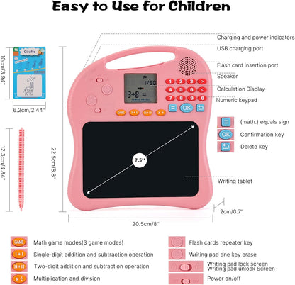 Kids Educational Learning Toys with Math Games,Talking Flash Cards and Writing Drawing Tablet