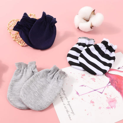 Newborn Baby Mittens No Scratch Cotton Elastic Wrist Gloves Infant Toddler Mittens for Baby Boy