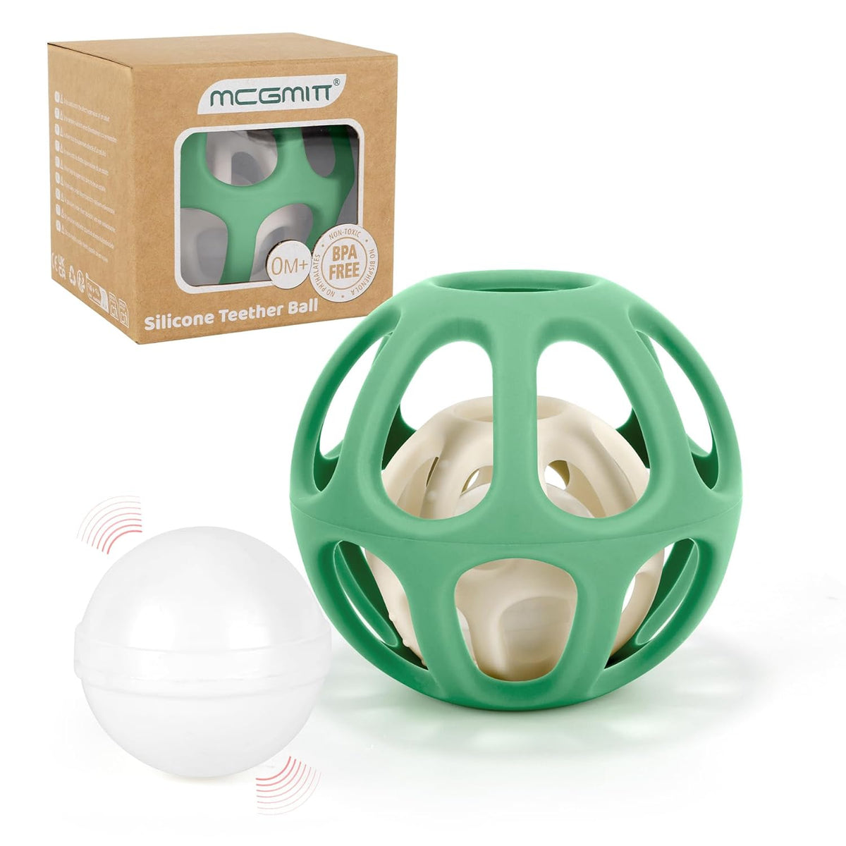MCGMITT Baby Montessori Sensory Toys for 0-6 6-12 Months, Easy Grasp Food Grade Stretchy Silicone