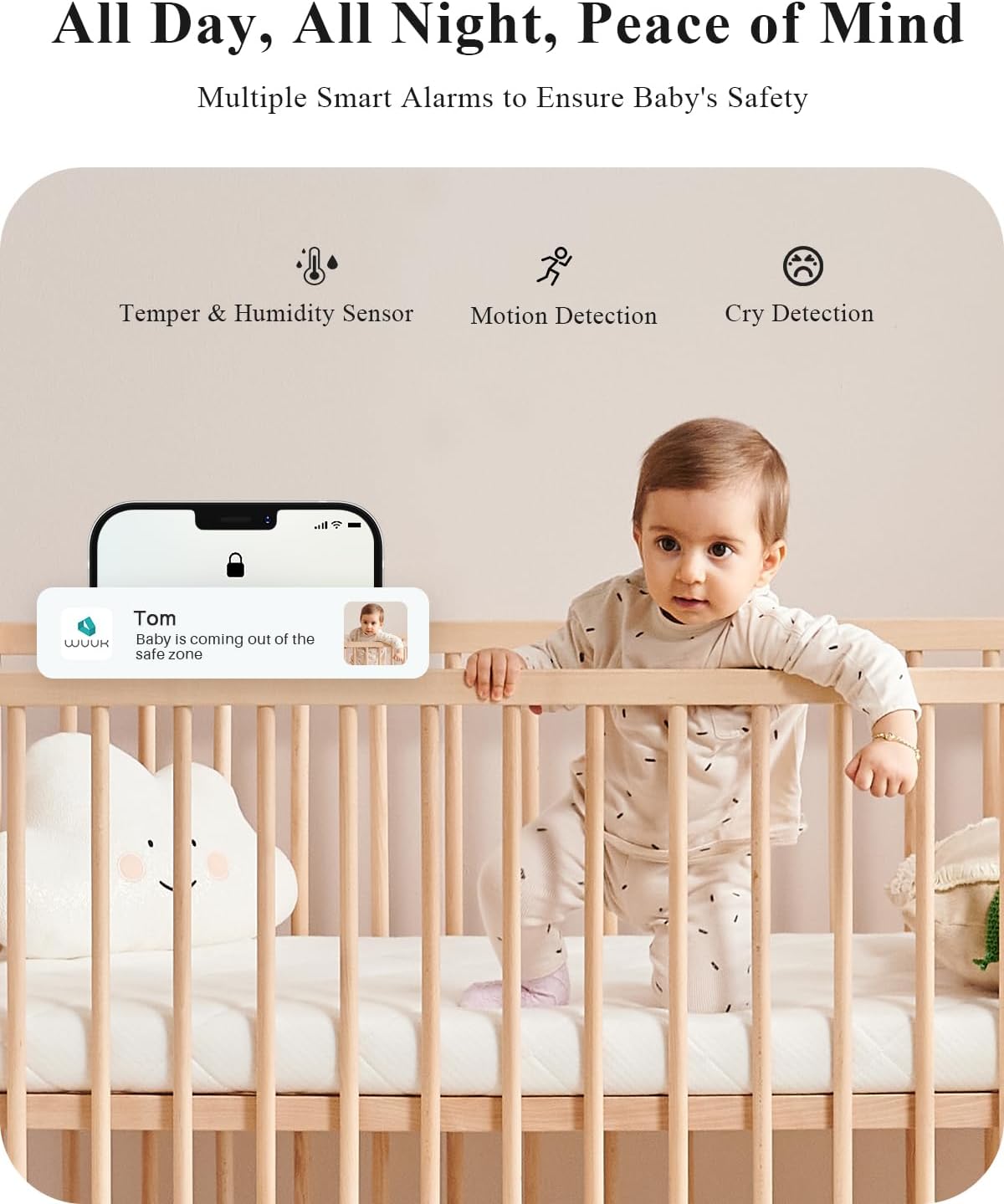 WUUK 2K Video Baby Monitor, 5.5'' Baby Monitor with 360 PTZ Color Display with 135° Wide Angle