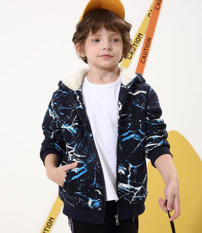 Bumeex Kids Boy's Girl's Sherpa Fleece Lined Jacket Spring Fall Winter Zip up Sweatshirt Hoodie