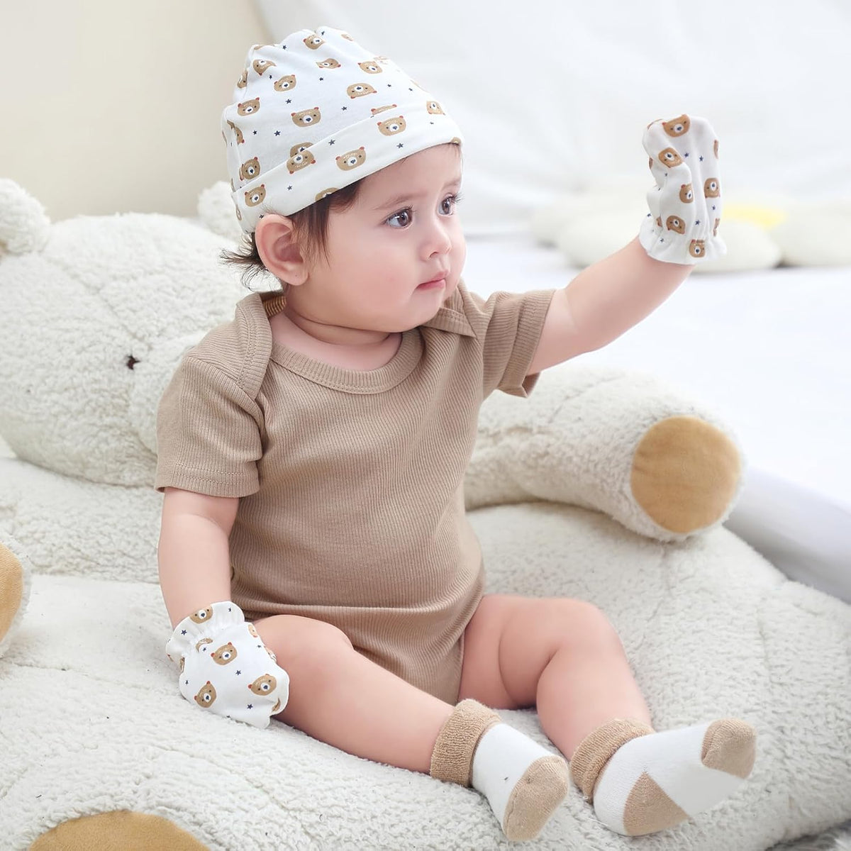 Baby Hats Mittens and Socks Set Cotton Newborn Hat Beanie Soft Infant Girls Boys Caps Gloves 0-6