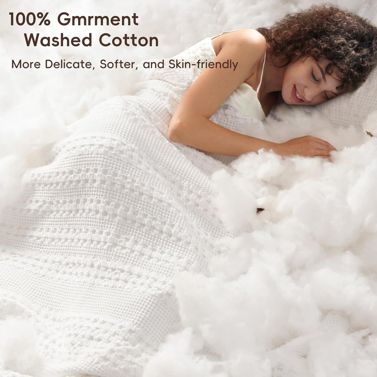 PHF 100% Cotton Waffle Blanket Oversized King 120"x120", Lightweight Breathable Extra Large 10'x10'